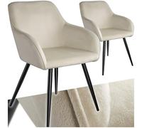TecTake® Set 2 Sedie Sala da Pranzo Effetto Velluto, Sedie Soggiorno con Morbida Imbottitura, Seduta Ergonomica, Poltrone Velluto Versatili, Sedie Design Moderno - Crema/Nero