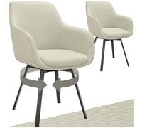 TecTake® Set 2 Sedie Sala da Pranzo Girevoli Imbottite, Sedie Moderne con Braccioli e Schienale, Gambe in Acciaio Verniciato a Polvere, Poltroncine Antiscivolo, Sedie Arredamento Casa - Greige