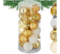 tectake® Set 24 Palline di Natale, 4 cm, Decorazioni Natalizie, Addobbi Natalizi, Palle di Natale Resistenti, Opache, Lucide e Glitterate, Addobbi Albero - 24 pz - Rosso