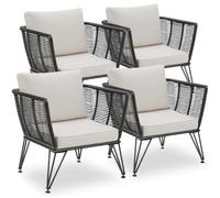 TecTake® Set 4 Poltrone da Giardino, Polyrattan Resistente, 4 Poltrone Design Elegante, Cuscini Extra Spessi, Ideale per Salotto Sedie da Esterno, Arredo Giardino Moderno - Antracite