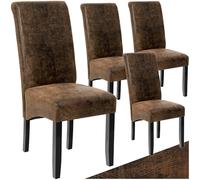 TecTake® Set 4 Sedie Sala da Pranzo Ergonomiche, Sedie Moderne Sala da Pranzo con Gambe in Legno Massiccio, Sedie Comode per Ideali per Soggiorno e Cucina, Design Elegante - Marrone Anticato