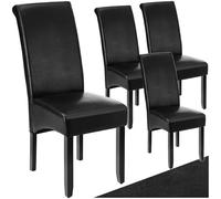 TecTake® Set 4 Sedie Sala da Pranzo Ergonomiche, Sedie Moderne Sala da Pranzo con Gambe in Legno Massiccio, Sedie Comode per Ideali per Soggiorno e Cucina, Design Elegante - Nero