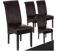 TecTake® Set 4 Sedie Sala da Pranzo Ergonomiche, Sedie Moderne Sala da Pranzo con Gambe in Legno Massiccio, Sedie Comode per Ideali per Soggiorno e Cucina, Design Elegante - Marrone