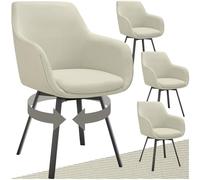 TecTake® Set 4 Sedie Sala da Pranzo Girevoli Imbottite, Sedie Moderne con Braccioli e Schienale, Gambe in Acciaio Verniciato a Polvere, Poltroncine Antiscivolo, Sedie Arredamento Casa - Greige