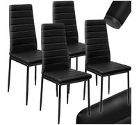 tectake® Set 4 Sedie Sala da Pranzo in Pelle Sintetica, Sedie da Cucina Eleganti e Comode, Sedie Sala da Pranzo Moderne Stabili e Robuste, Sedie da Pranzo Versatili - Nero