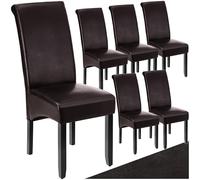 TecTake® Set 6 Sedie Sala da Pranzo Ergonomiche, Sedie Moderne Sala da Pranzo con Gambe in Legno Massiccio, Sedie Comode per Ideali per Soggiorno e Cucina, Design Elegante - Marrone