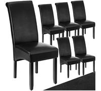 TecTake® Set 6 Sedie Sala da Pranzo Ergonomiche, Sedie Moderne Sala da Pranzo con Gambe in Legno Massiccio, Sedie Comode per Ideali per Soggiorno e Cucina, Design Elegante - Nero