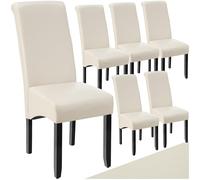 TecTake® Set 6 Sedie Sala da Pranzo Ergonomiche, Sedie Moderne Sala da Pranzo con Gambe in Legno Massiccio, Sedie Comode per Ideali per Soggiorno e Cucina, Design Elegante - Crema