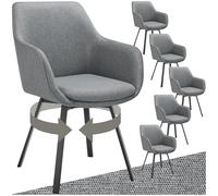 TecTake® Set 6 Sedie Sala da Pranzo Girevoli Imbottite, Sedie Moderne con Braccioli e Schienale, Gambe in Acciaio Verniciato a Polvere, Poltroncine Antiscivolo, Sedie Arredamento Casa - Antracite