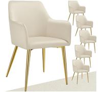 TecTake® Set 6 Sedie Sala da Pranzo, Sedie Velluto Eleganti, Sedie Cucina con Braccioli e Schienale Continuo, Comode Sedie Imbottite, Sedie Moderne Antiscivolo e Antigraffio - Beige