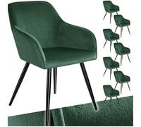 TecTake® Set 8 Sedie Sala da Pranzo Effetto Velluto, Sedie Soggiorno con Morbida Imbottitura, Seduta Ergonomica, Poltrone Velluto Versatili, Sedie Design Moderno - Verde Scuro/Nero
