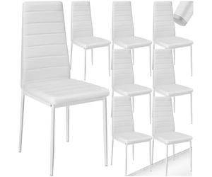 tectake® Set 8 Sedie Sala da Pranzo in Pelle Sintetica, Sedie da Cucina Eleganti e Comode, Sedie Sala da Pranzo Moderne Stabili e Robuste, Sedie da Pranzo Versatili - Bianco