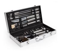 tectake® Set Barbecue Acciaio Inox, Accessori Barbecue con Valigetta Alluminio, Utensili Griglia, kit Barbecue Completo, Posate Barbecue, Spatola Pinza Forchettone, 18 Pezzi