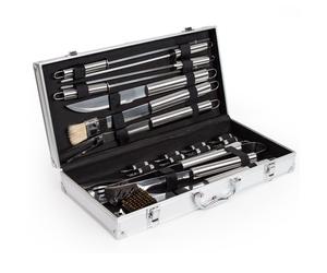 tectake® Set Barbecue Acciaio Inox, Accessori Barbecue con Valigetta Alluminio, Utensili Griglia, kit Barbecue Completo, Posate Barbecue, Spatola Pinza Forchettone, 18 Pezzi