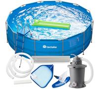 tectake® Set Completo Piscina da Giardino con Struttura in Acciaio, Fuori Terra per Esterni con Accessori - Ø 450 cm - Blu
