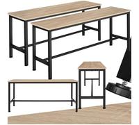 TecTake® Set con 2 Panche, Design Lineare, Telaio in Acciaio, Piano in Legno, Panche Da Esterno e Interno, Regolabili, Panca per Tavolo Birreria - Industriale Legno Chiaro, Rovere Sonoma