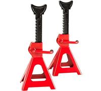TecTake Set da 2 Cavalletto di Sostegno per sotto Auto con Leva di Sicurezza 3 TON - Disponibile in Diversi Colori - (Rosso | No. 401671)