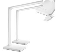 TecTake® Set da 2 Lampada Scrivania Girevole, Inclinabile, Pieghevole, Portatile, Base Antiscivolo, Lampade per Soggiorno, Camera da Letto, Ufficio, Studio, Lampada da Comodino - Bianco - Set da 2