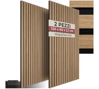 tectake® Set da 2 Pannelli Acustici, Effetto Legno, Feltro Fonoassorbente | MDF e Impiallacciatura in Legno, Montaggio con Colla o Viti, 60 x 120 x 2,1 cm per Pannello, Peso 5, 4 kg, Rovere