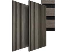 tectake® Set da 2 Pannelli Acustici, Effetto Legno, Feltro Fonoassorbente | MDF e Impiallacciatura in Legno, Montaggio con Colla o Viti, 60 x 120 x 2,1 cm per Pannello, Peso 5, 4 kg, Rovere Grigio