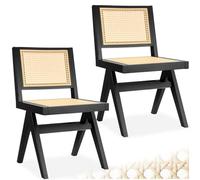 TecTake® Set da 2 Sedia da pranzo senza braccioli, Sedie Cucina design retro, Poltroncina schienale largo, rattan ad intreccio viennese, struttura in legno massiccio, vernice protettiva - Rovere Nero