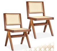 tectake® Set da 2 Sedia da pranzo senza braccioli, Sedie Cucina design retro, Poltroncina schienale largo, rattan ad intreccio viennese, struttura in legno massiccio, vernice protettiva - Rovere Scuro