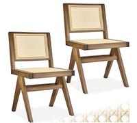 tectake® Set da 2 Sedia da pranzo senza braccioli, Sedie Cucina design retro, Poltroncina schienale largo, rattan ad intreccio viennese, struttura in legno massiccio vernice protettiva - Rovere Chiaro