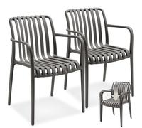 TecTake®, Set da 2 sedie da giardino impilabili, sedia giardino esterno in plastica, sedie da esterno, terrazzo, sedie polipropilene, poltrone moderne, cucina, mobili da esterno - Antracite