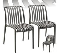 TecTake®, Set da 2 sedie da giardino impilabili, sedia giardino esterno in plastica, sedie da esterno, terrazzo, sedie polipropilene, poltrone moderne, cucina, mobili, senza braccioli - Antracite