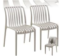 TecTake®, Set da 2 sedie da giardino impilabili, sedia giardino esterno in plastica, sedie da esterno, terrazzo, sedie polipropilene, poltrone moderne, cucina, mobili, senza braccioli - Tortora