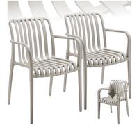 tectake®, Set da 2 sedie da giardino impilabili, sedia giardino esterno in plastica, sedie da esterno, terrazzo, sedie polipropilene, poltrone moderne, cucina, mobili da esterno - Tortora