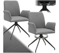 TecTake® Set da 2 sedie sala da pranzo, sedia girevole 360 gradi, tessuto intrecciato, seduta imbottita, braccioli, gambe in acciaio, sedia ufficio, cucina, scrivania, poltrona ufficio - Antracite