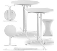 TecTake® Set da 2 Tavolo Alto Pieghevole da Ristorante, Copertura 90 x 110 cm, Tavolo Bistrot, Tondo Pieghevole, Piano MDF Removibile, Telaio in Acciaio, Piedi in Plastica, Tavoli da Bar - Bianco