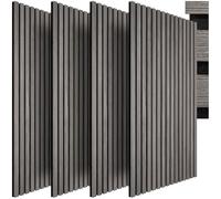 tectake® Set da 4 Pannelli Acustici, Effetto Legno, Feltro Fonoassorbente | MDF e Impiallacciatura in Legno, Montaggio con Colla o Viti, 60x120x 2,1 cm per Pannello, Peso 5, 4 kg, Rovere Grigio Chiaro