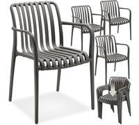 TecTake - Set 4 sedie da giardino impilabili - Polipropilene, moderne per esterno - Antracite