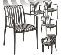 TecTake - Set 4 sedie da giardino impilabili - Polipropilene, moderne per esterno - Antracite