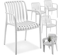 TecTake®, Set da 4 sedie da giardino impilabili, sedia giardino esterno in plastica, sedie da esterno, terrazzo, sedie polipropilene, poltrone moderne, cucina, mobili da esterno - Bianco