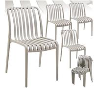 TecTake®, Set da 4 sedie da giardino impilabili, sedia giardino esterno in plastica, sedie da esterno, terrazzo, sedie polipropilene, poltrone moderne, cucina, senza braccioli, mobili - Tortora
