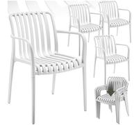 TecTake®, Set da 4 sedie da giardino impilabili, sedia giardino esterno in plastica, sedie da esterno, terrazzo, sedie polipropilene, poltrone moderne, cucina, mobili da esterno - Bianco