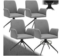 TecTake® Set da 4 sedie sala da pranzo, sedia girevole 360 gradi, tessuto intrecciato, seduta imbottita, braccioli, gambe in acciaio, sedia ufficio, cucina, scrivania, poltrona ufficio - Antracite