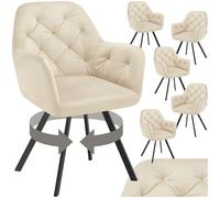 TecTake® Set da 6 Poltrona Girevole in Velluto, Sedia Sala da Pranzo con Braccioli, Seduta e Schienale Ergonomici, Rotazione a 180°, Sedia Moderne con Gambe in Acciaio - Crema