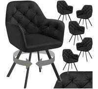 TecTake® Set da 6 Poltrona Girevole in Velluto, Sedia Sala da Pranzo con Braccioli, Seduta e Schienale Ergonomici, Rotazione a 180°, Sedia Moderne con Gambe in Acciaio - Nero