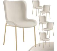 TecTake® Set da 6 Poltrone in Stile Scandinavo, Seduta Ergonomica, Gambe in Acciaio, Cappucci Antiscivolo, Sedia Sala da Pranzo, Cucina, Sedia Soggiorno - Velluto Beige/Oro