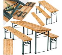 tectake® Set da Birreria Pieghevole 3 Pezzi, Tavolo 170 x 46 x 77 cm | Panca 170 x 23 x 47, 5 cm, Portata 300 kg, Legno di Abete, Resistente alle Intemperie, 8 Posti, Facile da pulire, Marrone