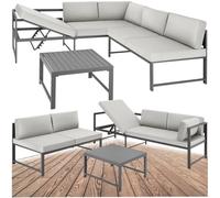 TecTake® Set da Giardino, 2 Divani con Morbidi Cuscini, 1 Tavolino Salotto, Salotto da Giardino Esterno, Arredo Giardino per Esterno, Set Giardino Esterno Design Moderno - Grigio