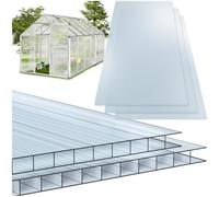 tectake® Set di 10 Lastre Alveolari In Policarbonato, Resistenti alle Intemperie, Trasparenti, Resistente Raggi UV, Tagliabili, per Serre, Pensiline, Tettoie, Facile da Pulire - 121 x 60,5 x 0,4 cm