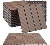 tectake® Set di 11 Piastrelle per Terrazza, Balcone, Giardino in WPC, Piastrelle da Giardino con Sistema a Clic, Superficie Antiscivolo, Resistente alle Intemperie, Effetto Legno - Marrone