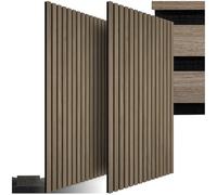 TecTake® Set di 2 Pannelli Acustici Effetto Legno, Pannelli Fonoassorbenti Decorativi per Pareti, Pannelli Fonoassorbenti Soffitto, Pannelli Murali, Design Moderno - Rovere Scuro