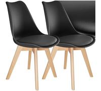TecTake® Set di 2 Sedie Sala da Pranzo, Design Moderno, Sedie Cucina con Forma Ergonomica, Sedie da Soggiorno con Imbottitura Confortevole, Sedie Tavolo da Pranzo Versatili - Nero