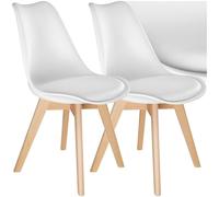 TecTake® Set di 2 Sedie da Pranzo, Design Ergonomico, Perfette per Sala da Pranzo e Cucina, Struttura Stabile, Seduta Confortevole, Facili da Pulire - Bianco